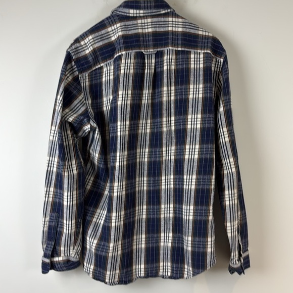 Frank and Oak Plaid Blue Long Sleeve Casual Shirt Size Large - Picture 4 of 7